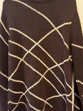 Liz Claiborne Brown Knit Sweater with Cream Detail